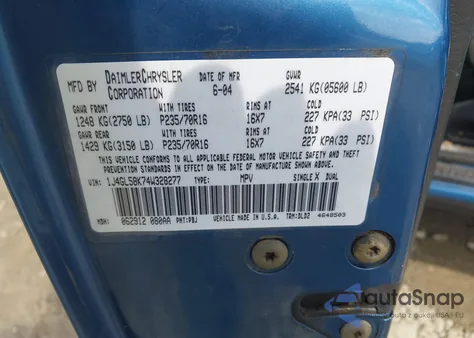 2004 Jeep Liberty Limited Edition z USA, uszkodzony, nr VIN 1J4GL58K74W328277